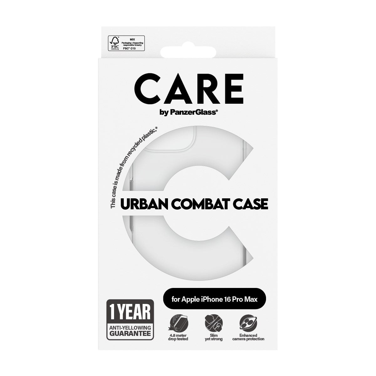 CARE by PanzerGlass® Flagship Case Transparent Urban Combat w. Clear Frame iPhone 16 Pro Max