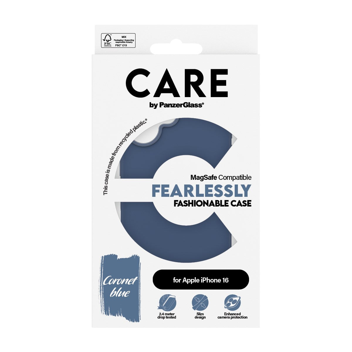 CARE by PanzerGlass® Fashionable Case Blue w. MagSafe iPhone 16