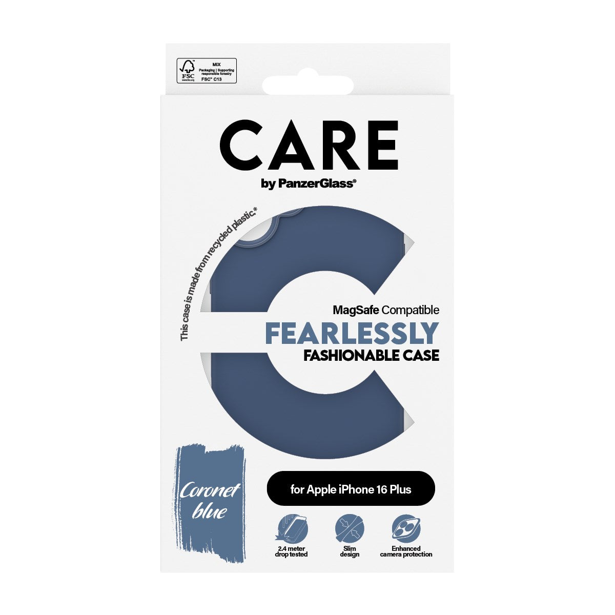 CARE by PanzerGlass® Fashionable Case Blue w. MagSafe iPhone 16 Plus