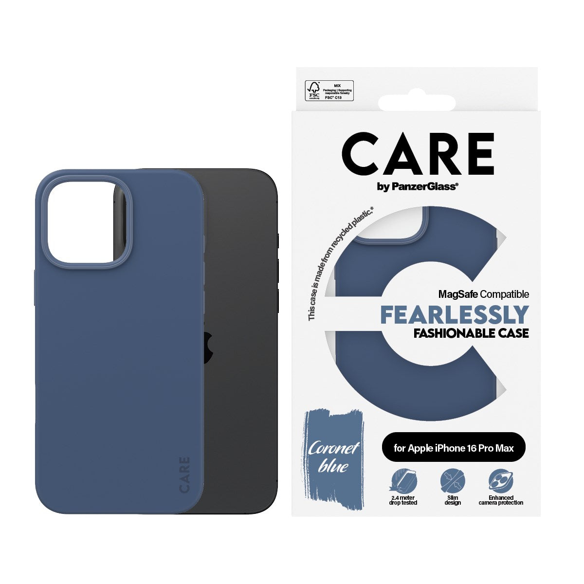 CARE by PanzerGlass® Fashionable Case Blue w. MagSafe iPhone 16 Pro Max