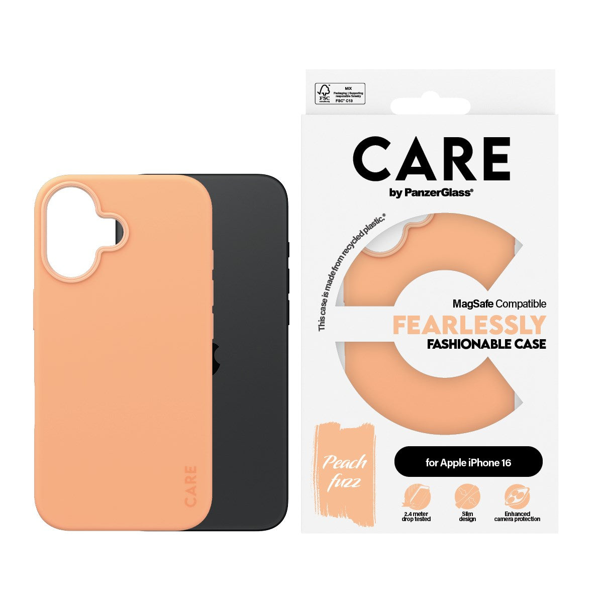 CARE by PanzerGlass® Fashionable Case Peachy w. MagSafe iPhone 16