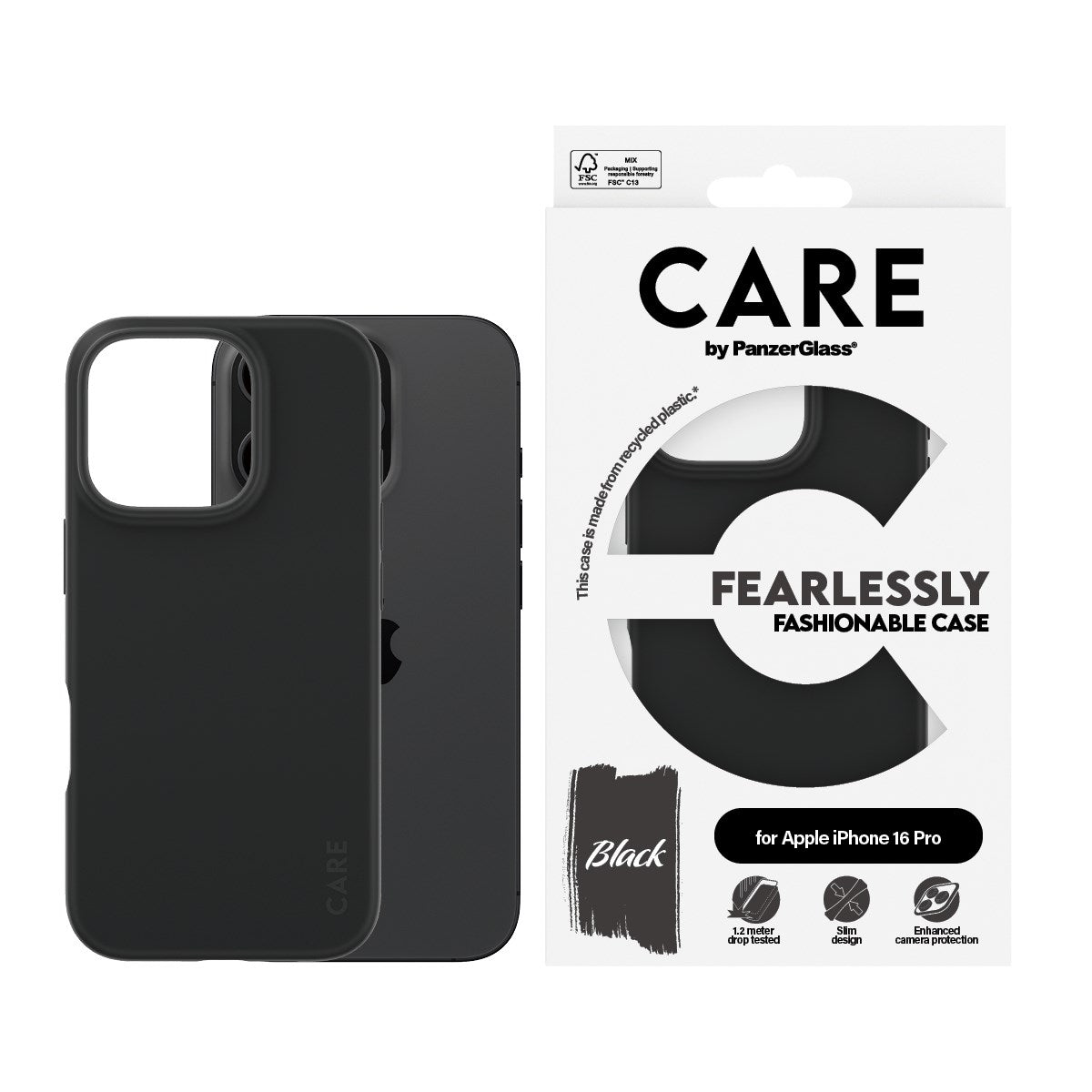CARE by PanzerGlass® Fashionable Case Black iPhone 16 Pro