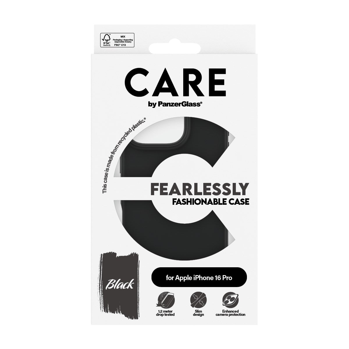 CARE by PanzerGlass® Fashionable Case Black iPhone 16 Pro