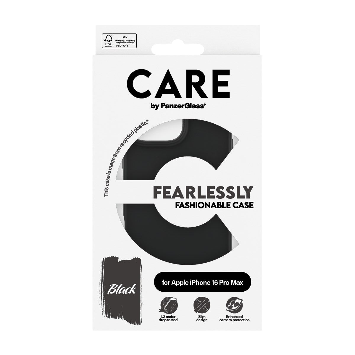 CARE by PanzerGlass® Fashionable Case Black iPhone 16 Pro Max