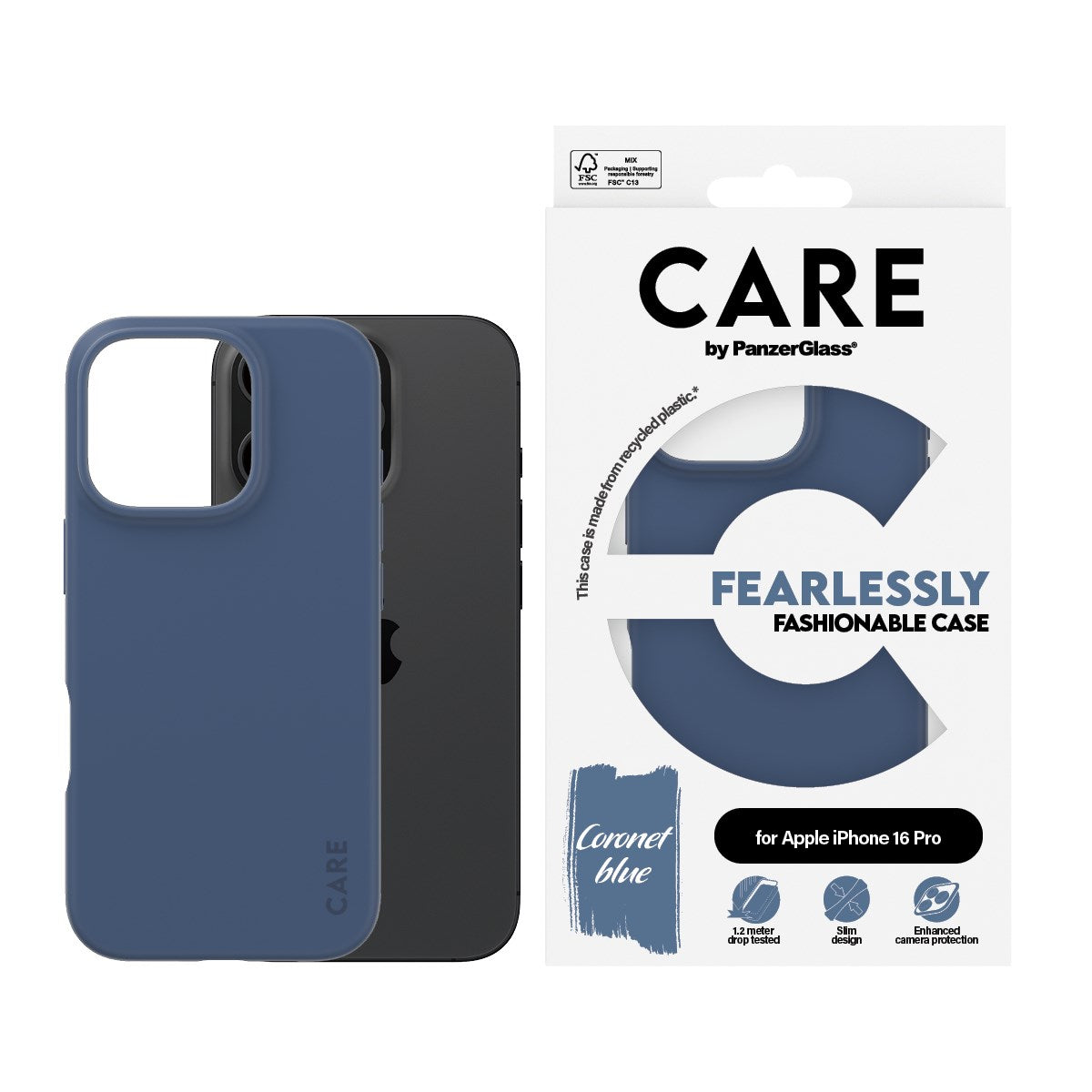 CARE by PanzerGlass® Fashionable Case Blue iPhone 16 Pro