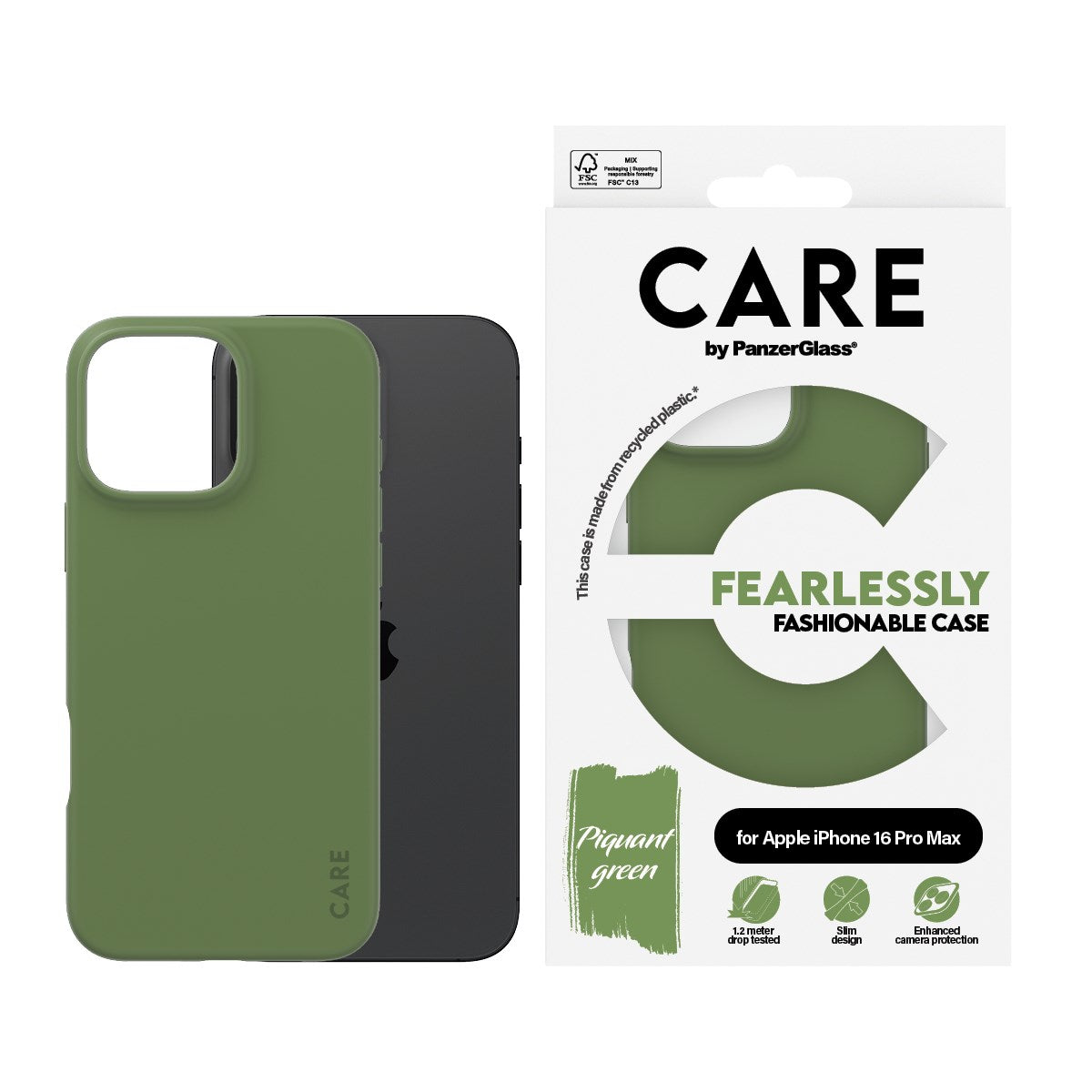 CARE by PanzerGlass® Fashionable Case Green iPhone 16 Pro Max