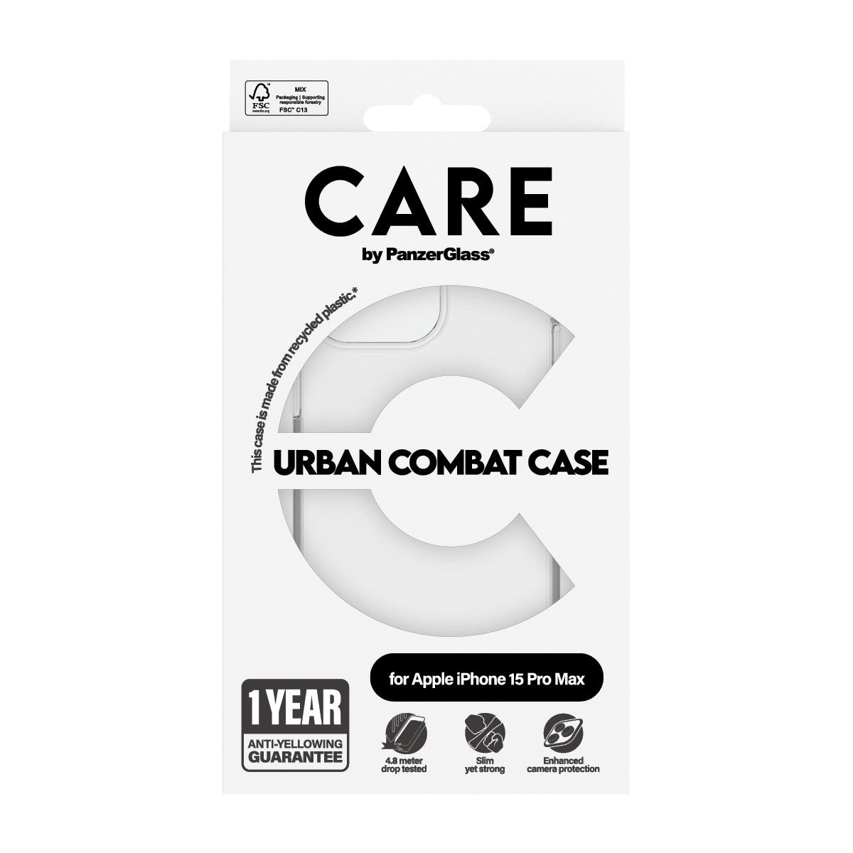 CARE by PanzerGlass® Flagship Case Transparent Urban Combat w. Clear Frame iPhone 15 Pro Max