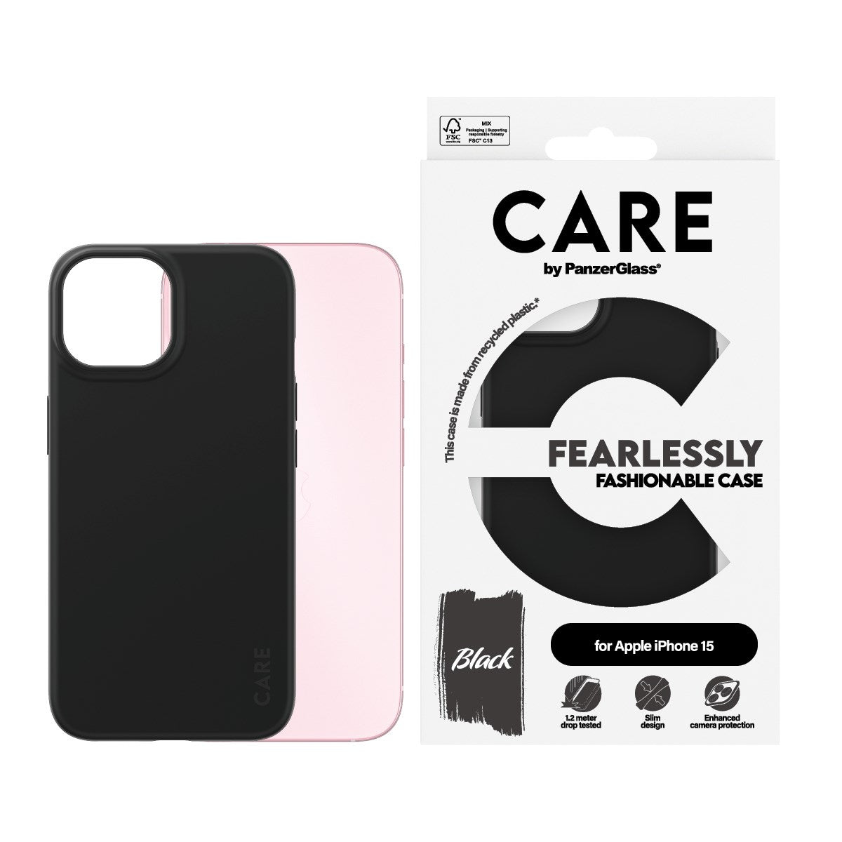 CARE by PanzerGlass® Fashionable Case Black iPhone 15