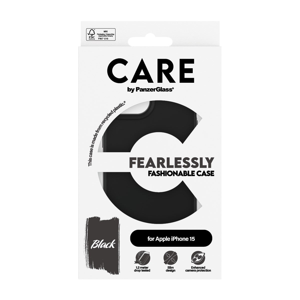 CARE by PanzerGlass® Fashionable Case Black iPhone 15