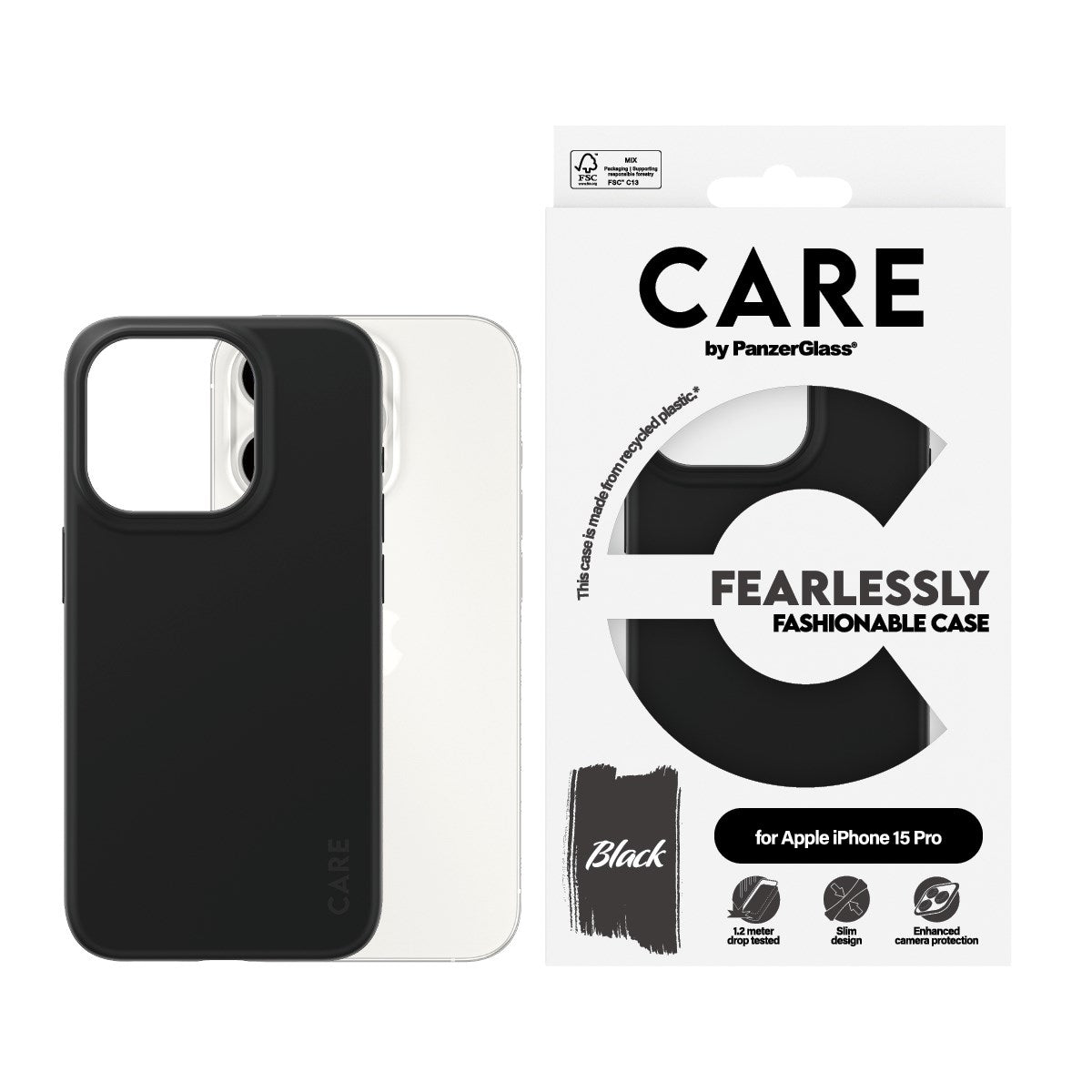 CARE by PanzerGlass® Fashionable Case Black iPhone 15 Pro