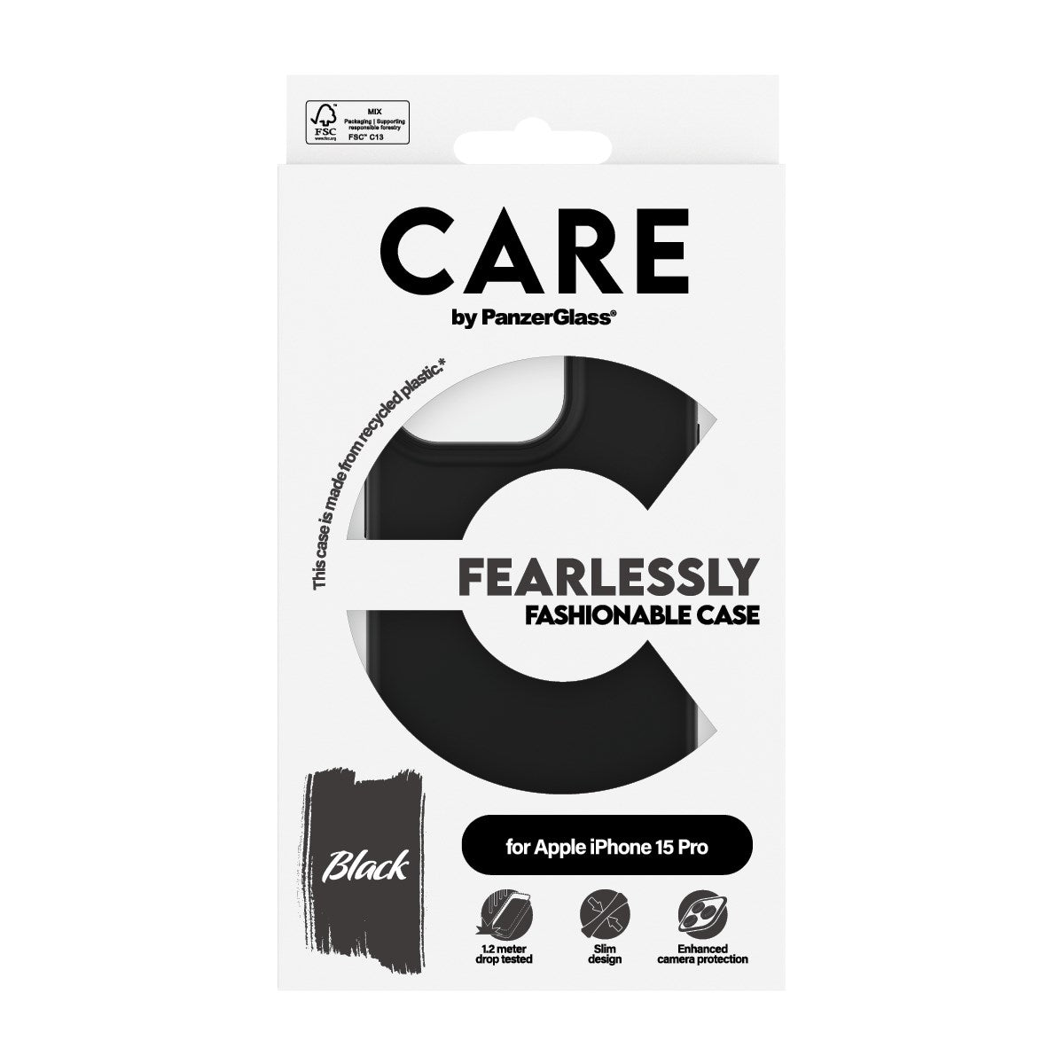 CARE by PanzerGlass® Fashionable Case Black iPhone 15 Pro