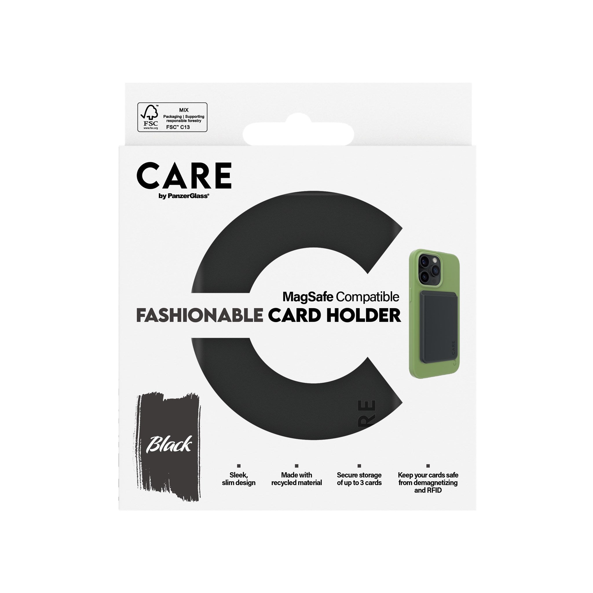 CARE by PanzerGlass® Fashionable Card Holder Black iPhone