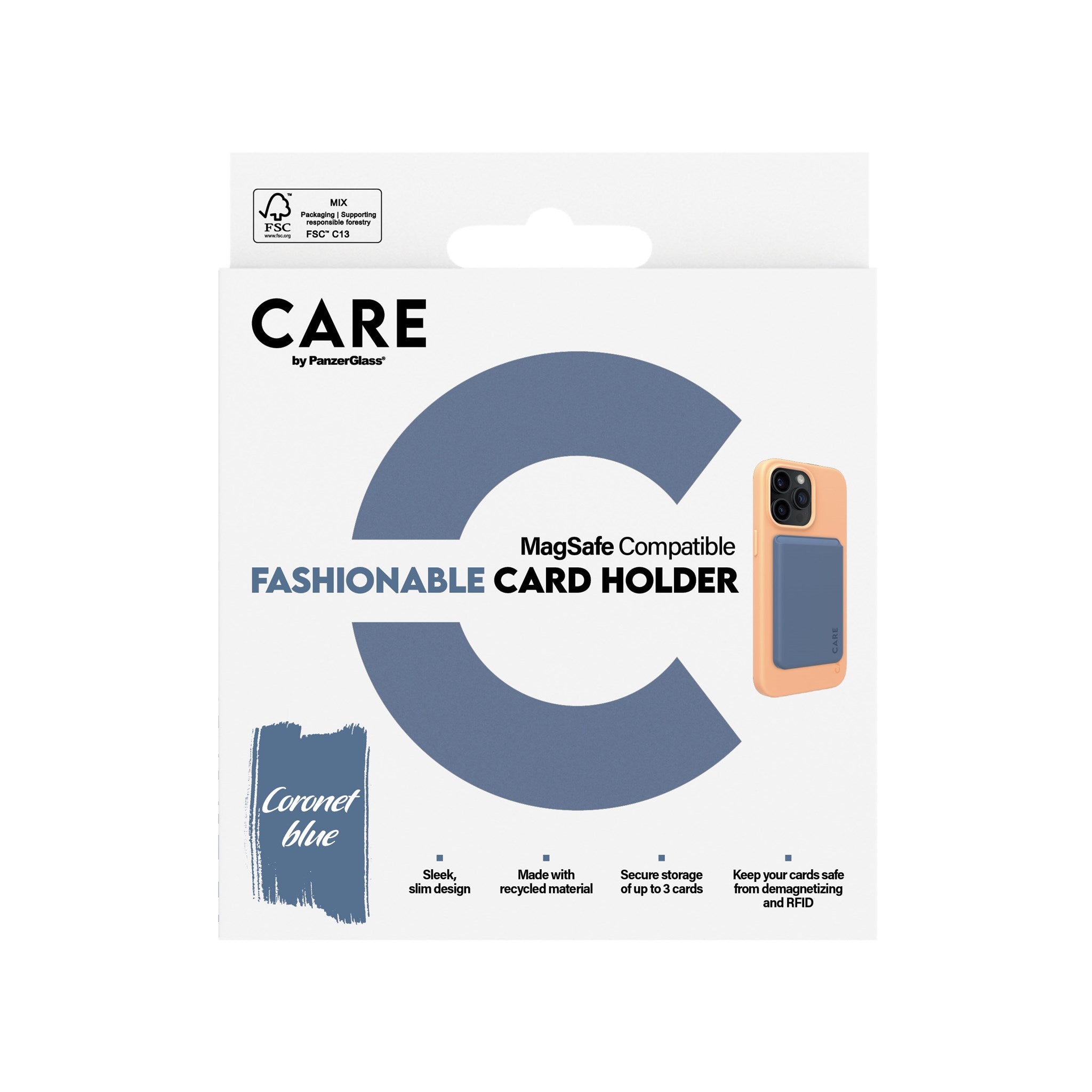 CARE by PanzerGlass® Fashionable Card Holder Blue iPhone
