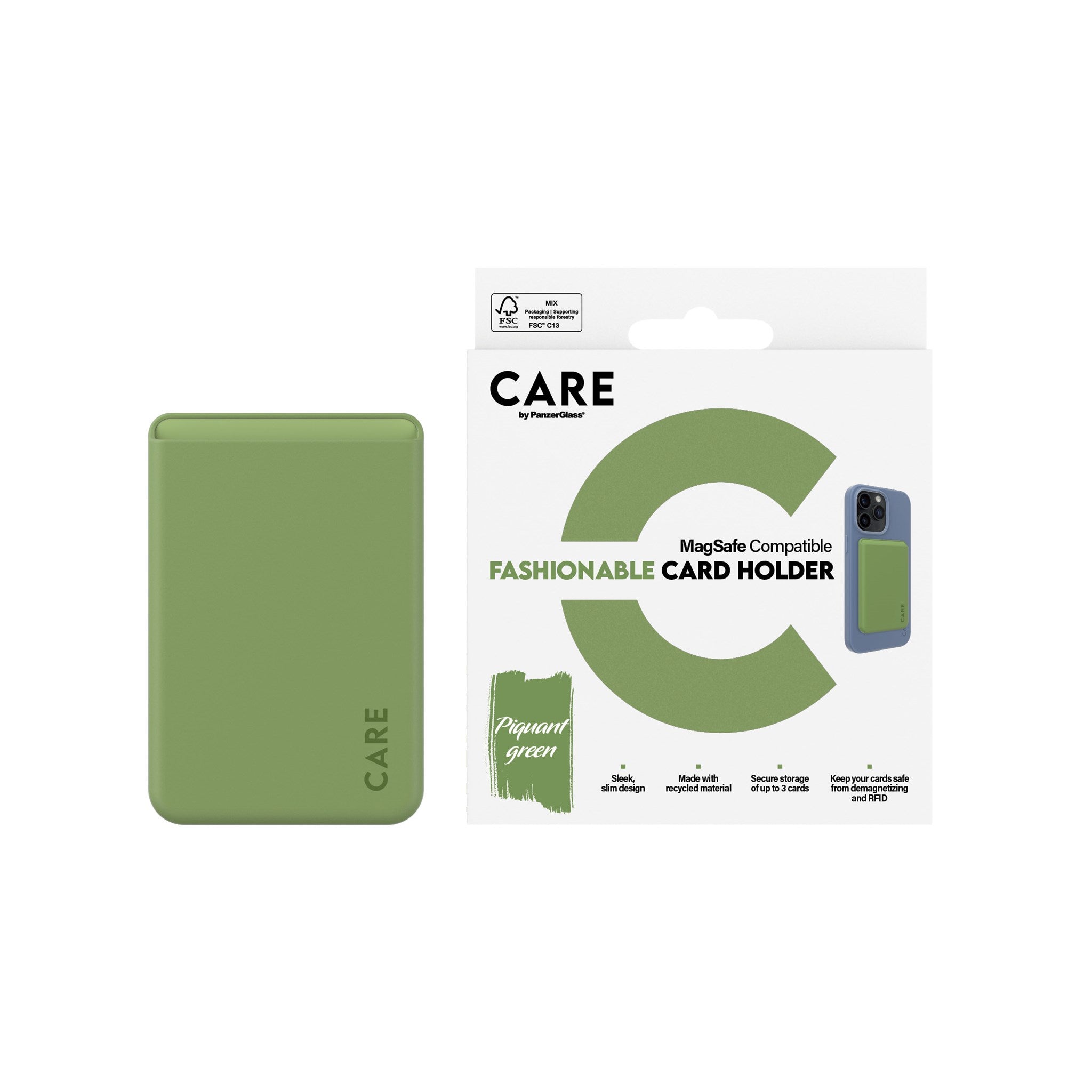 CARE by PanzerGlass® Fashionable Card Holder Green iPhone
