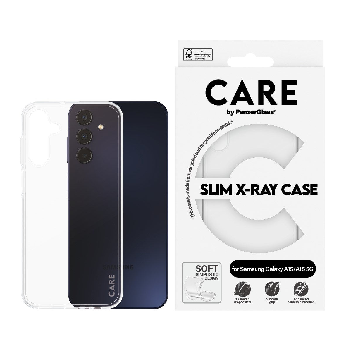 CARE by PanzerGlass® Fashionable Case Transparent X-Ray Soft Basic Samsung Galaxy A15 5G