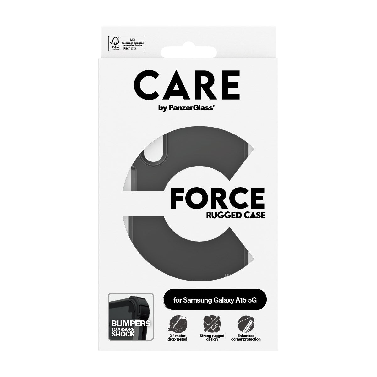 CARE by PanzerGlass® Fashionable Case Black FORCE Samsung Galaxy A15 5G