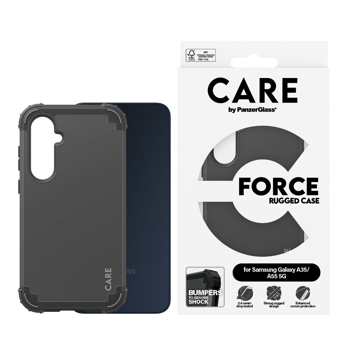 CARE by PanzerGlass® Fashionable Case Black FORCE Samsung Galaxy A35 5G