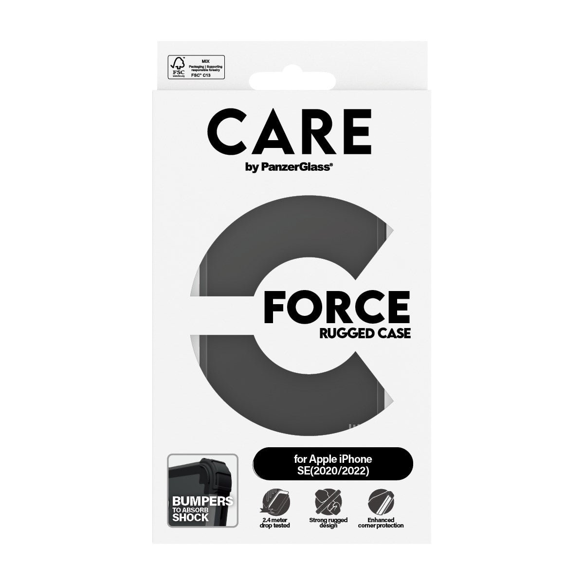 CARE by PanzerGlass® Fashionable Case Black FORCE iPhone SE (2020, 2022)