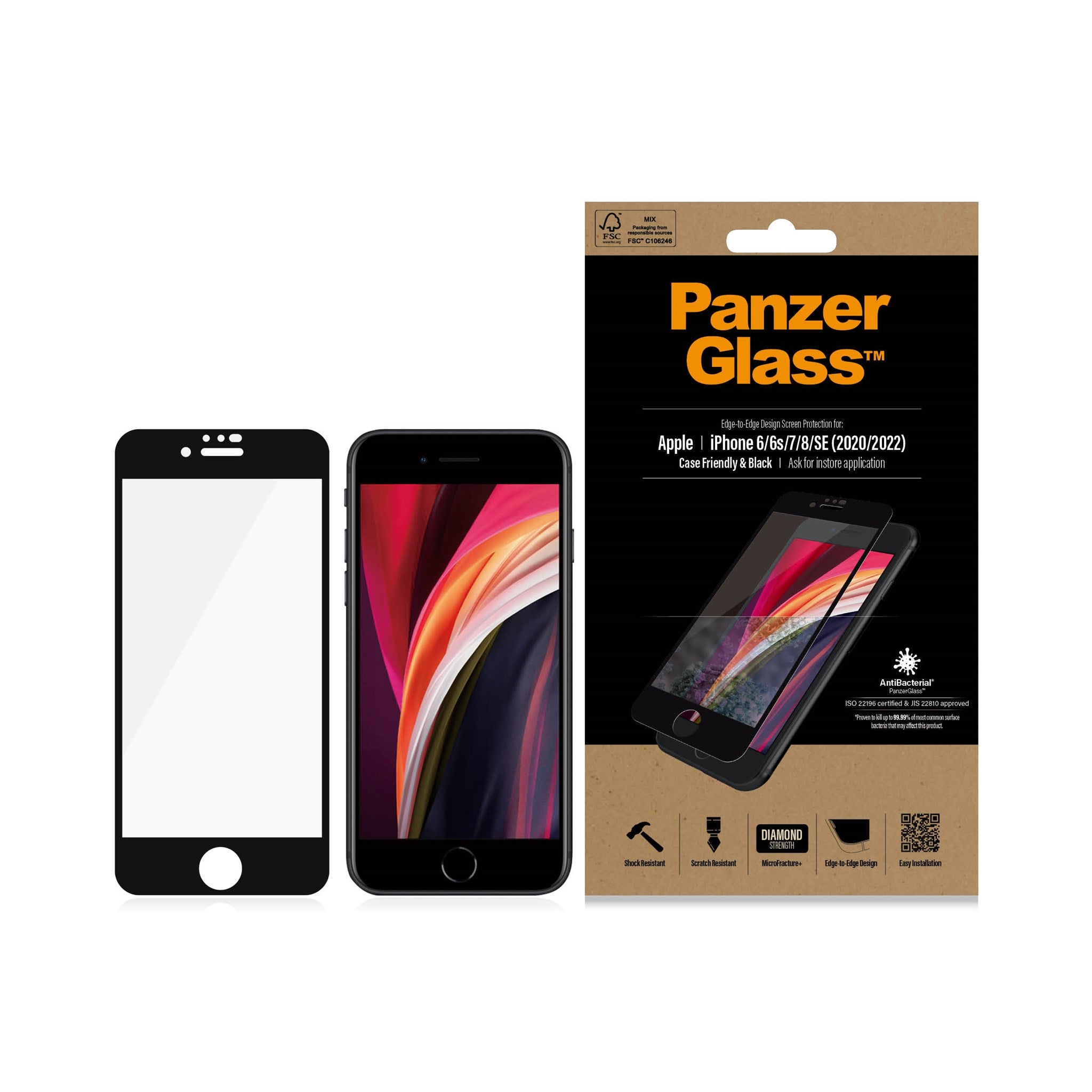 PanzerGlass® Screen Protector iPhone 8 | 7 | 6s | 6 | SE (2020/2022) | Edge-to-Edge