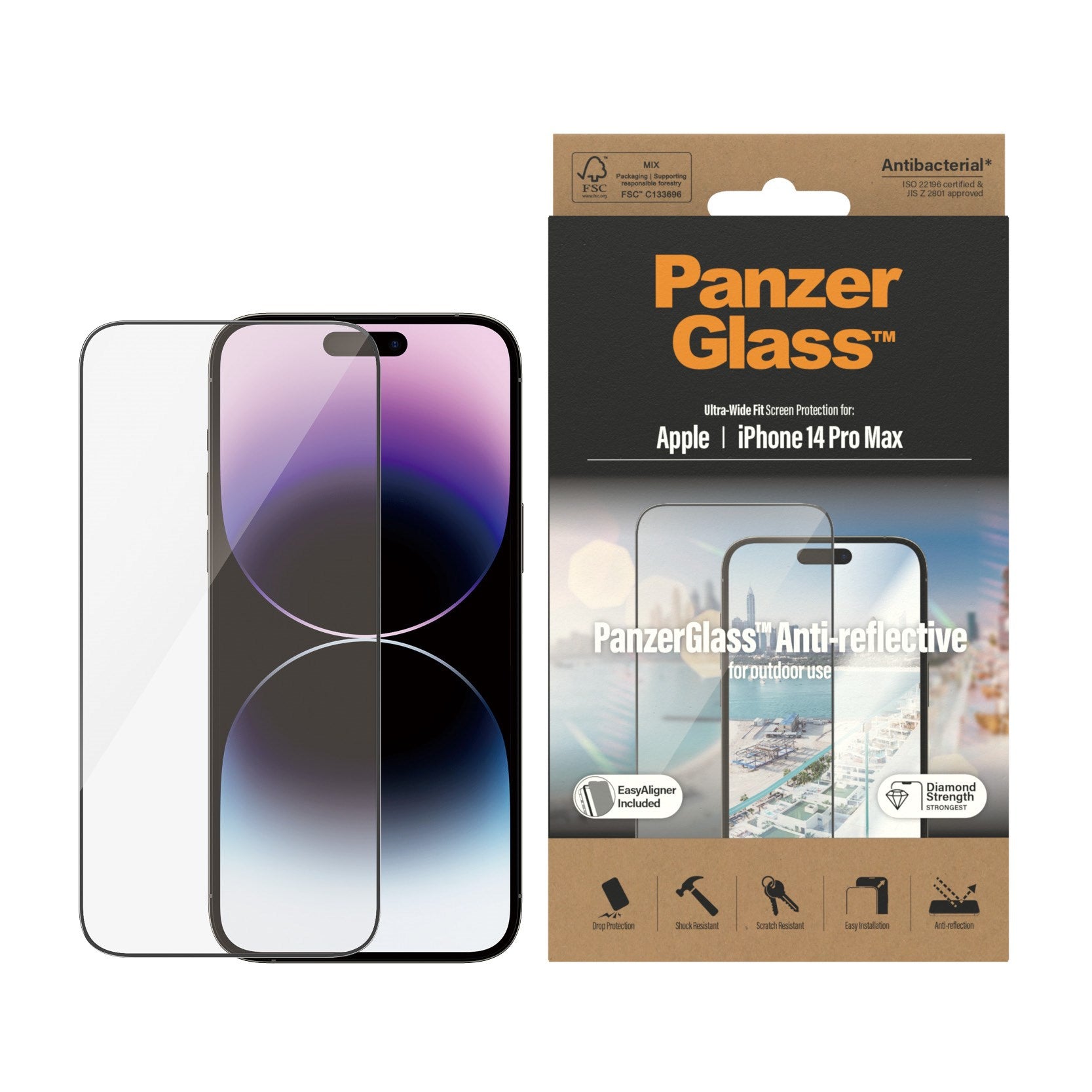 PanzerGlass® Anti-Reflective Screen Protector iPhone 14 Pro Max | Ultra-Wide Fit w. EasyAligner