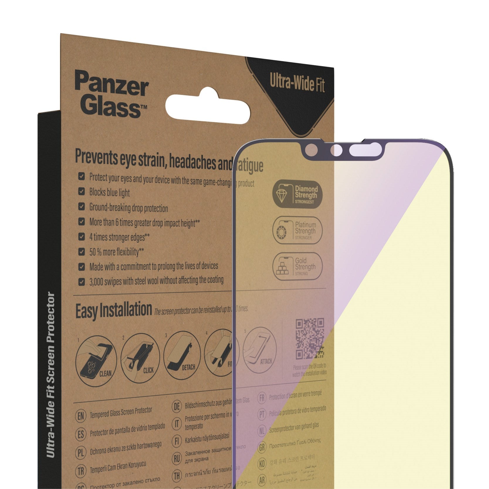 PanzerGlass® Anti-blue light Screen Protector iPhone 14 | 13 | 13 Pro | Ultra-Wide Fit w. EasyAligner