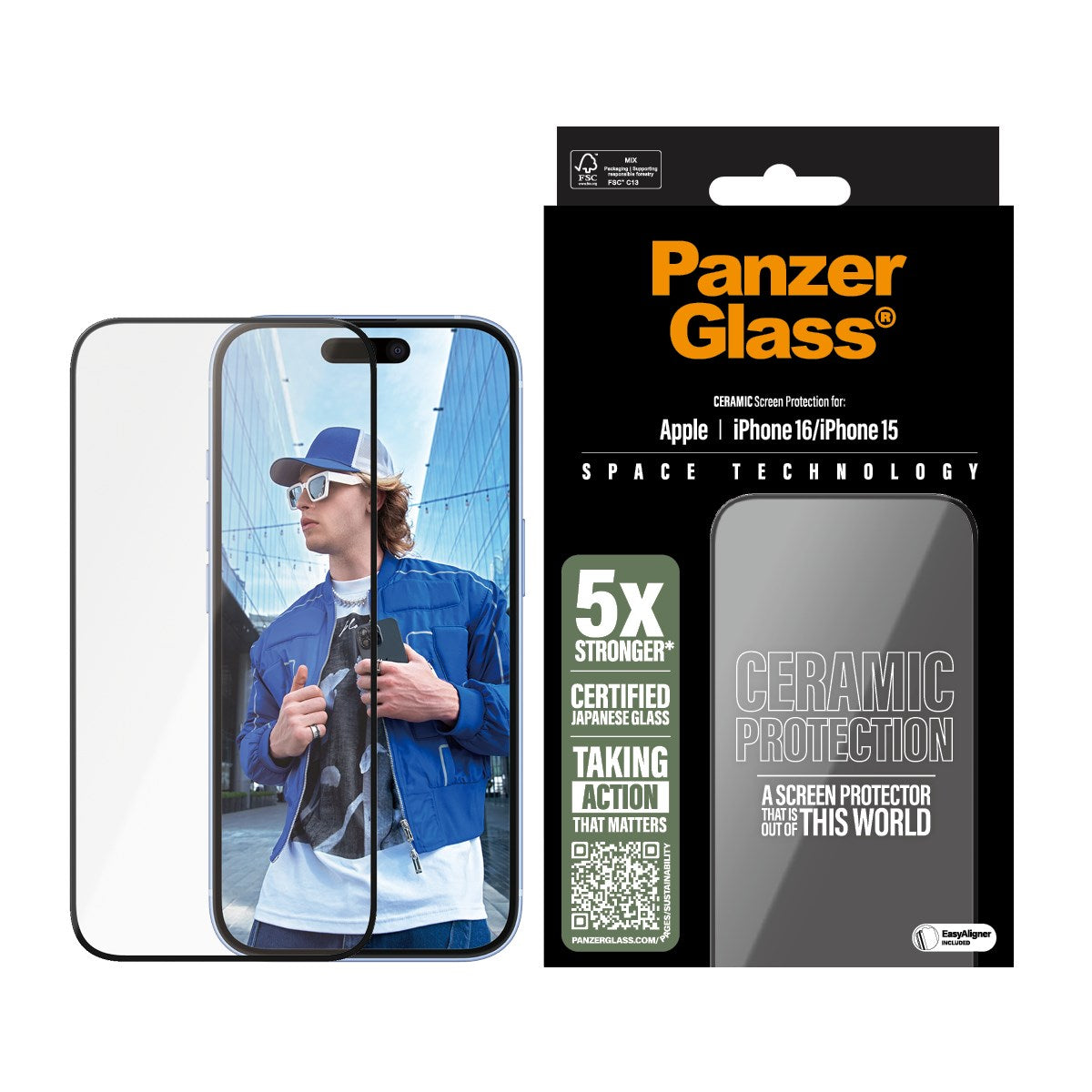 PanzerGlass® Ceramic Screen Protector iPhone 16 | 15 | Ultra-Wide Fit