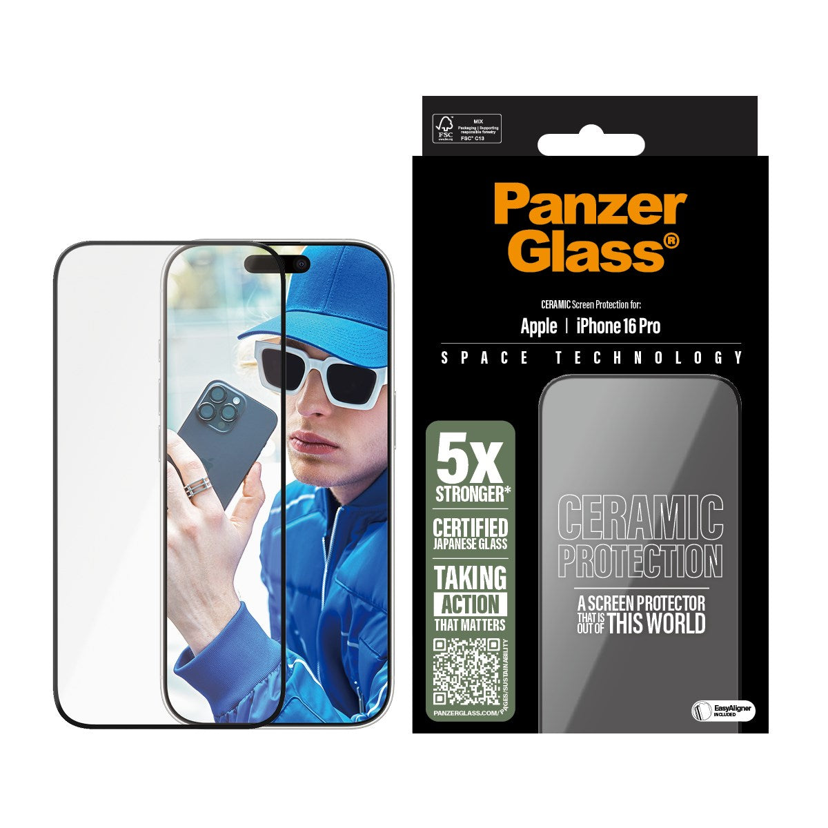 PanzerGlass® Ceramic Screen Protector iPhone 16 Pro | Ultra-Wide Fit