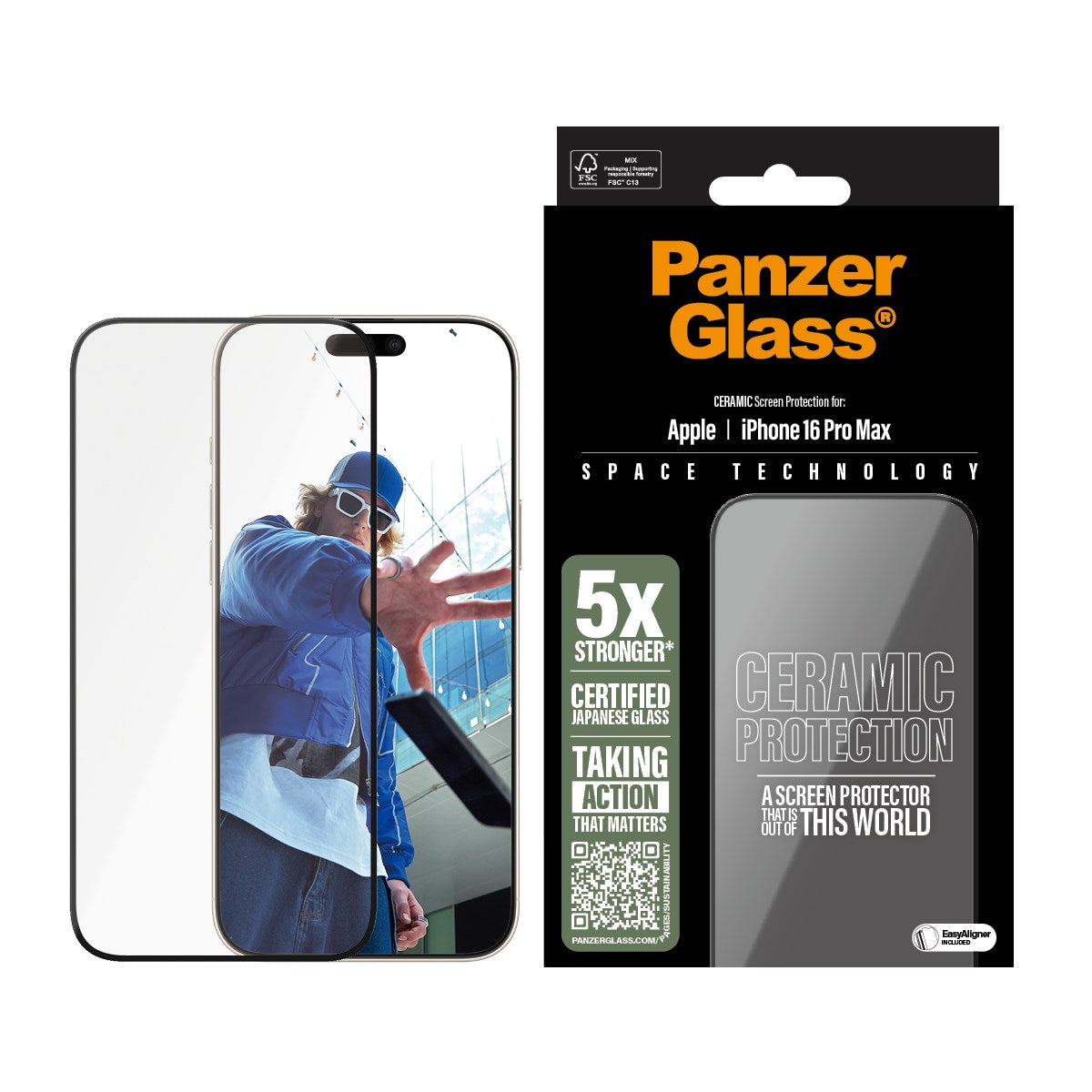 PanzerGlass® Ceramic Screen Protector iPhone 16 Pro Max | Ultra-Wide Fit