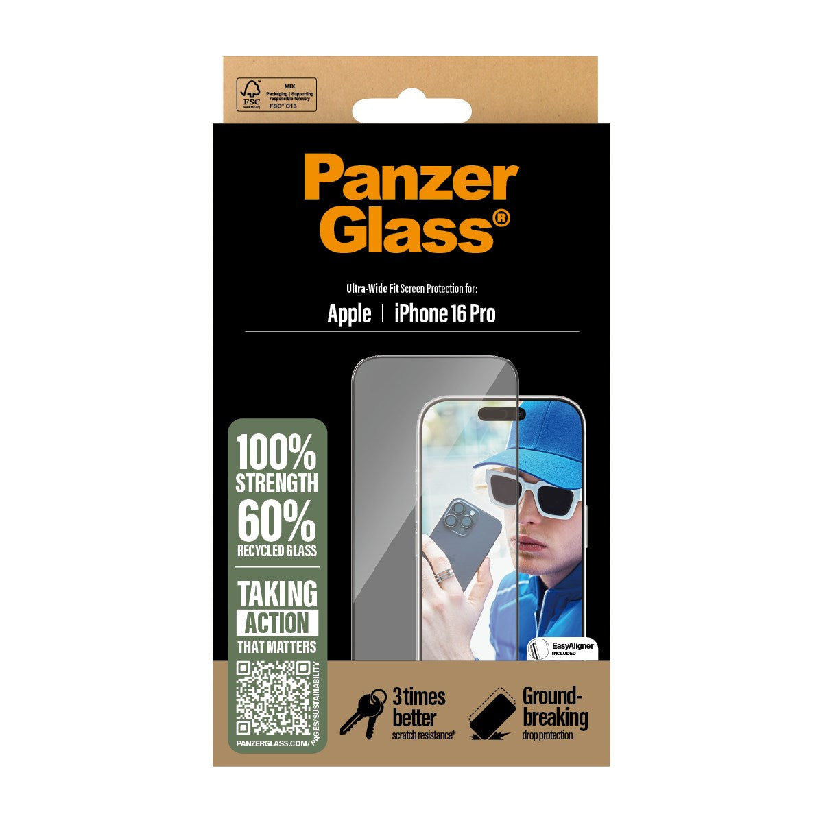 PanzerGlass® Screen Protector iPhone 16 Pro | Ultra-Wide Fit