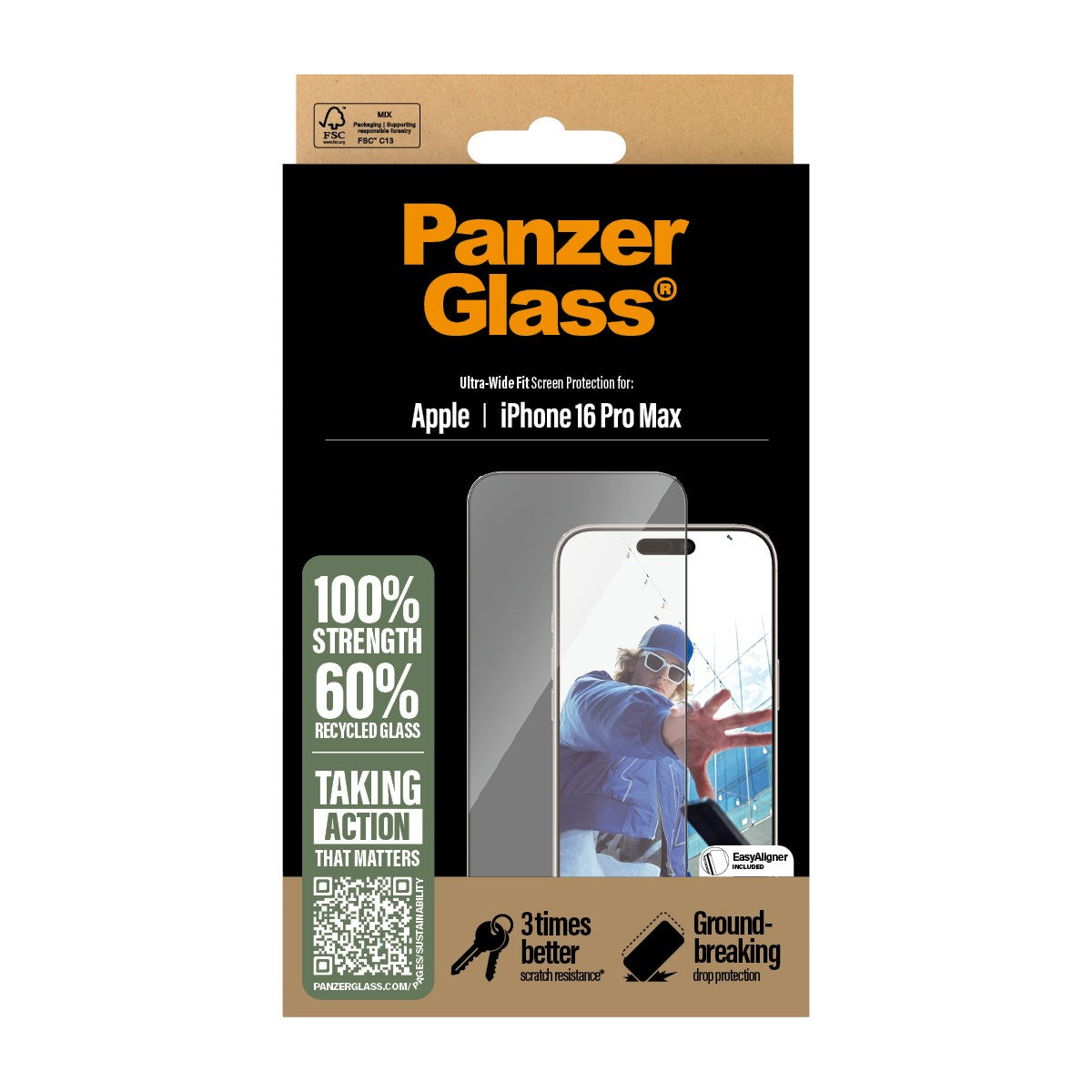 PanzerGlass® Screen Protector iPhone 16 Pro Max | Ultra-Wide Fit