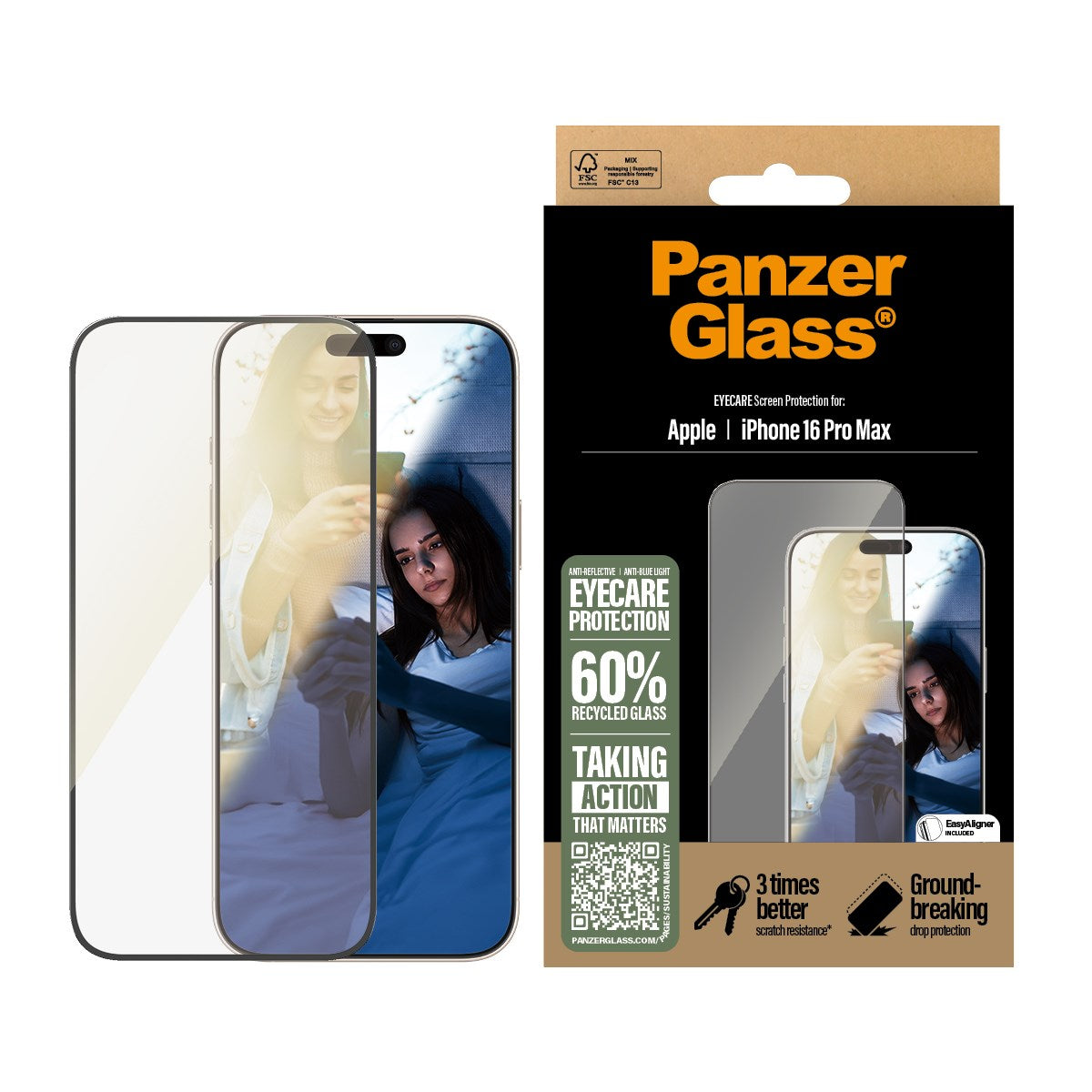 PanzerGlass® EyeCare Screen Protector iPhone 16 Pro Max | Ultra-Wide Fit