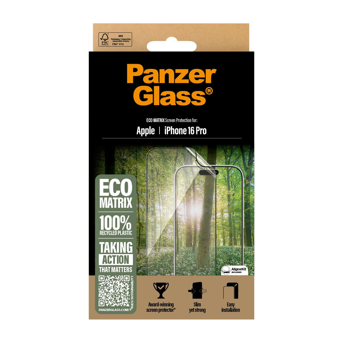 PanzerGlass® ECO MATRIX Screen Protector iPhone 16 Pro | Ultra-Wide Fit