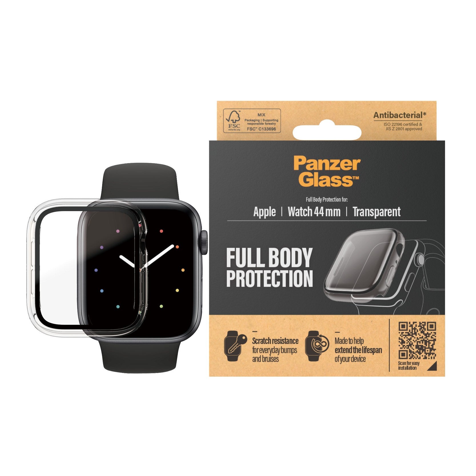 PanzerGlass® Screen Protector Full Body Transparent Apple Watch SE 3 | SE | 6 | 5 | 4 | 44mm