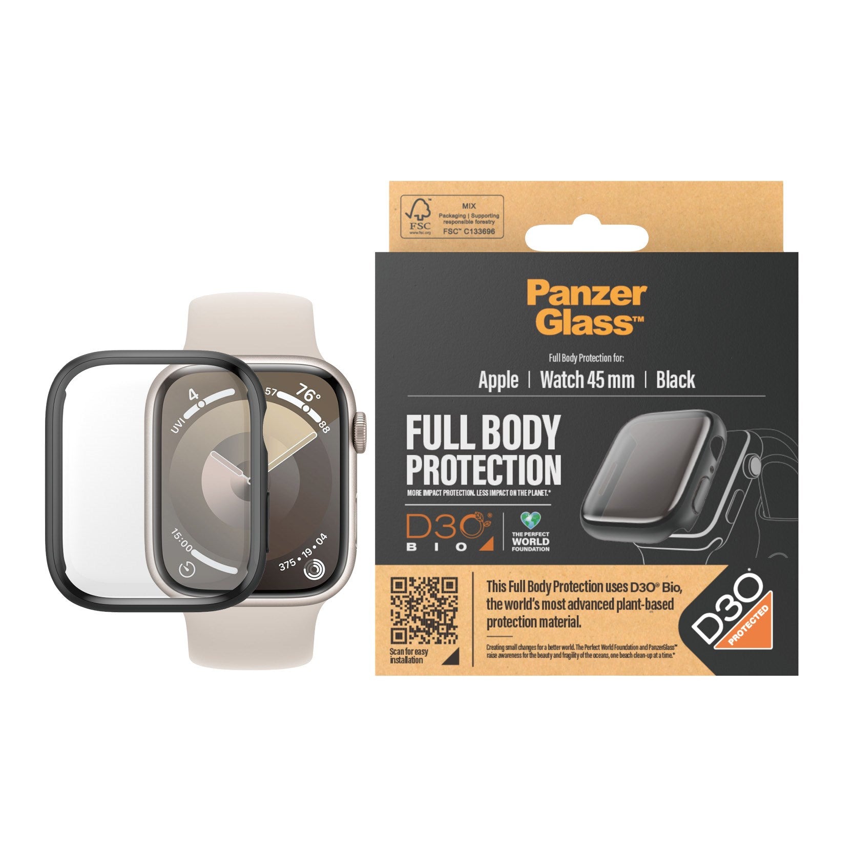 PanzerGlass® Full Body Black w. D3O® Apple Watch Series 9 | 45mm