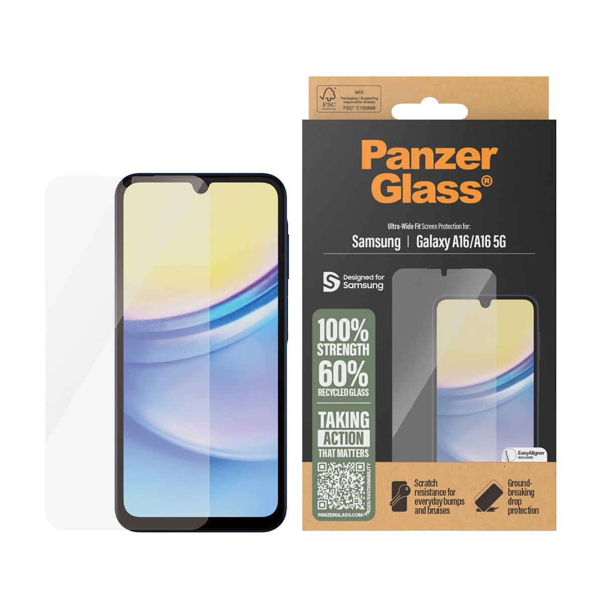 PanzerGlass® Screen Protector Samsung Galaxy A16 | A16 5G | Ultra-Wide Fit