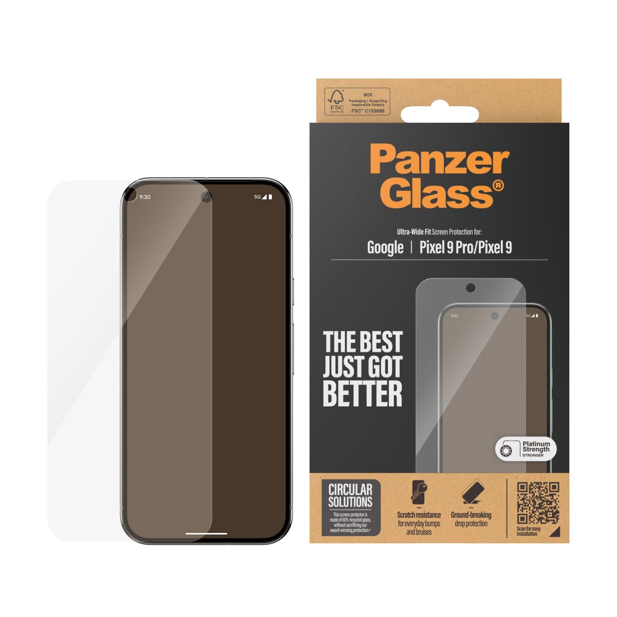 PanzerGlass® Screen Protector Google Pixel 9 | 9 Pro | Ultra-Wide Fit