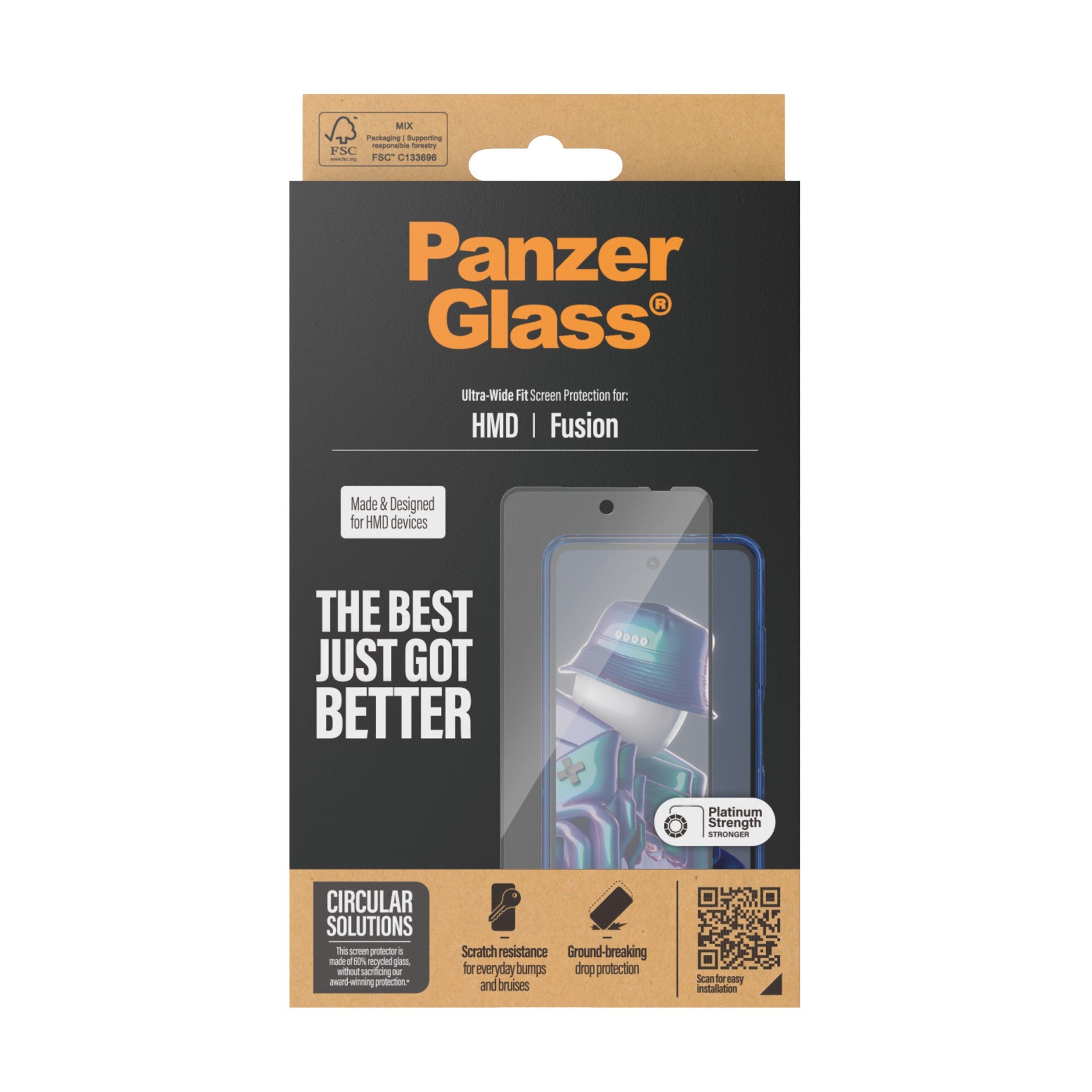 PanzerGlass® Screen Protector w. Black Frame HMD Fusion | Ultra-Wide Fit