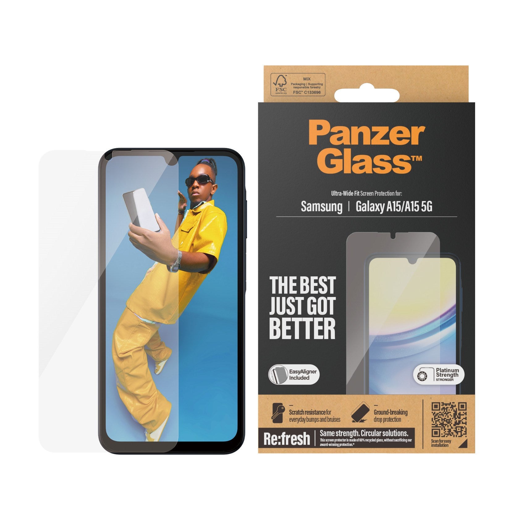 PanzerGlass® Screen Protector Samsung Galaxy A15 | A15 5G | M15 5G | Ultra-Wide Fit w. EasyAligner