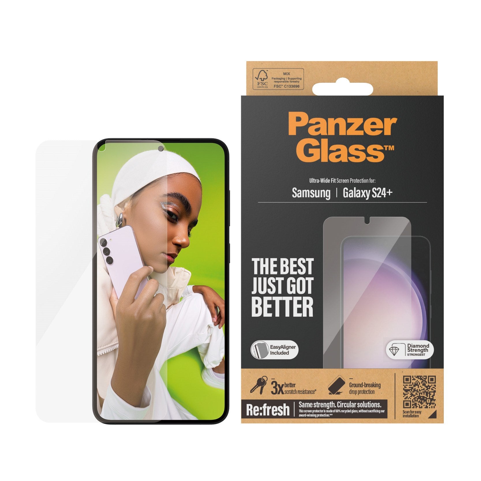 PanzerGlass® Screen Protector Samsung Galaxy S24+ | Ultra-Wide Fit w. EasyAligner