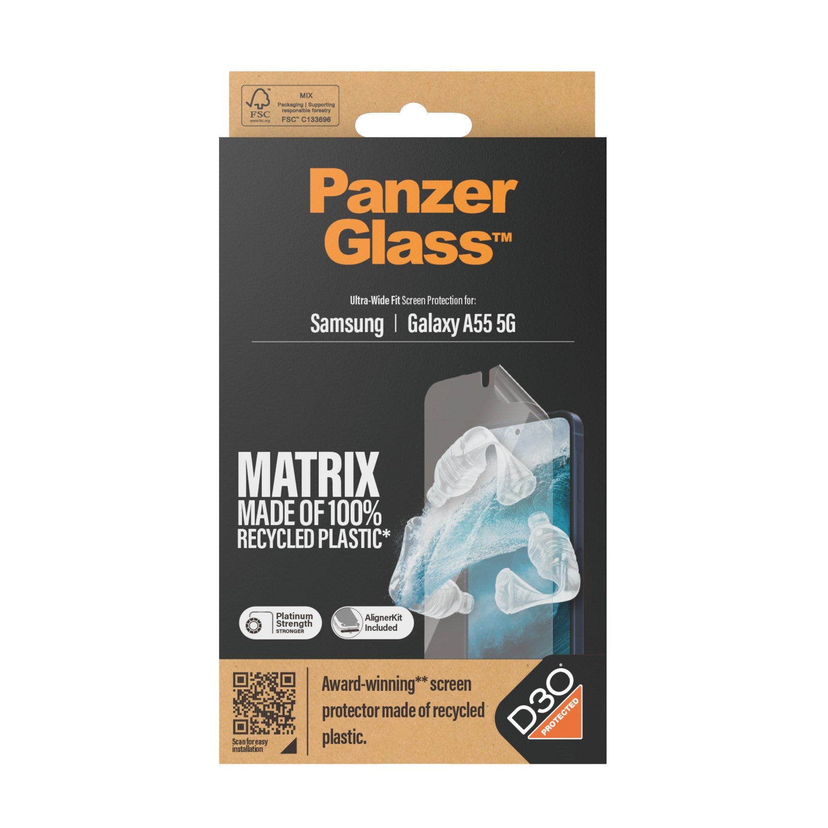 PanzerGlass® ECO MATRIX Screen Protector Samsung Galaxy A55 5G | Ultra-Wide Fit w. AlignerKit