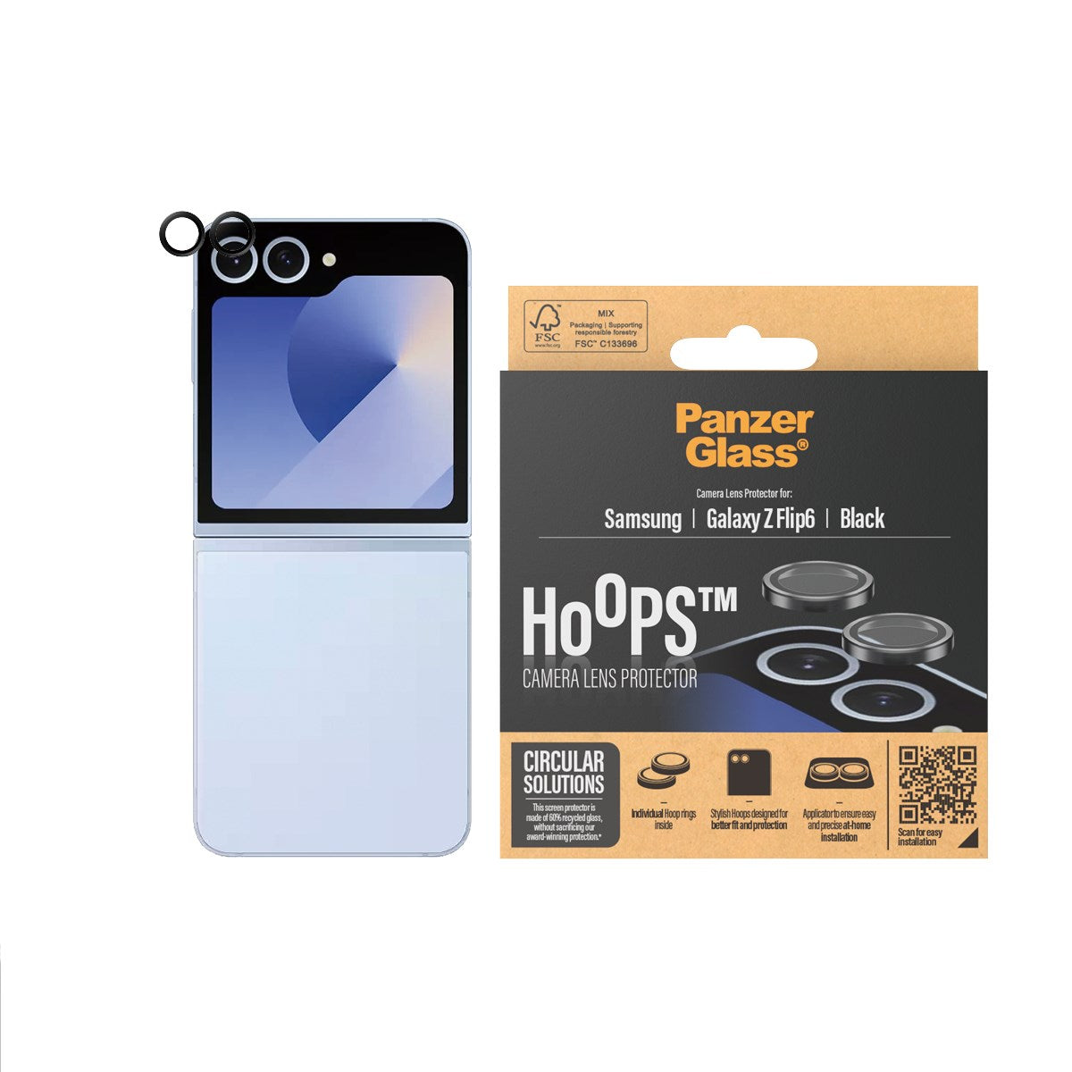 PanzerGlass® Hoops® Black Camera Lens Protector Samsung Galaxy Z Flip6