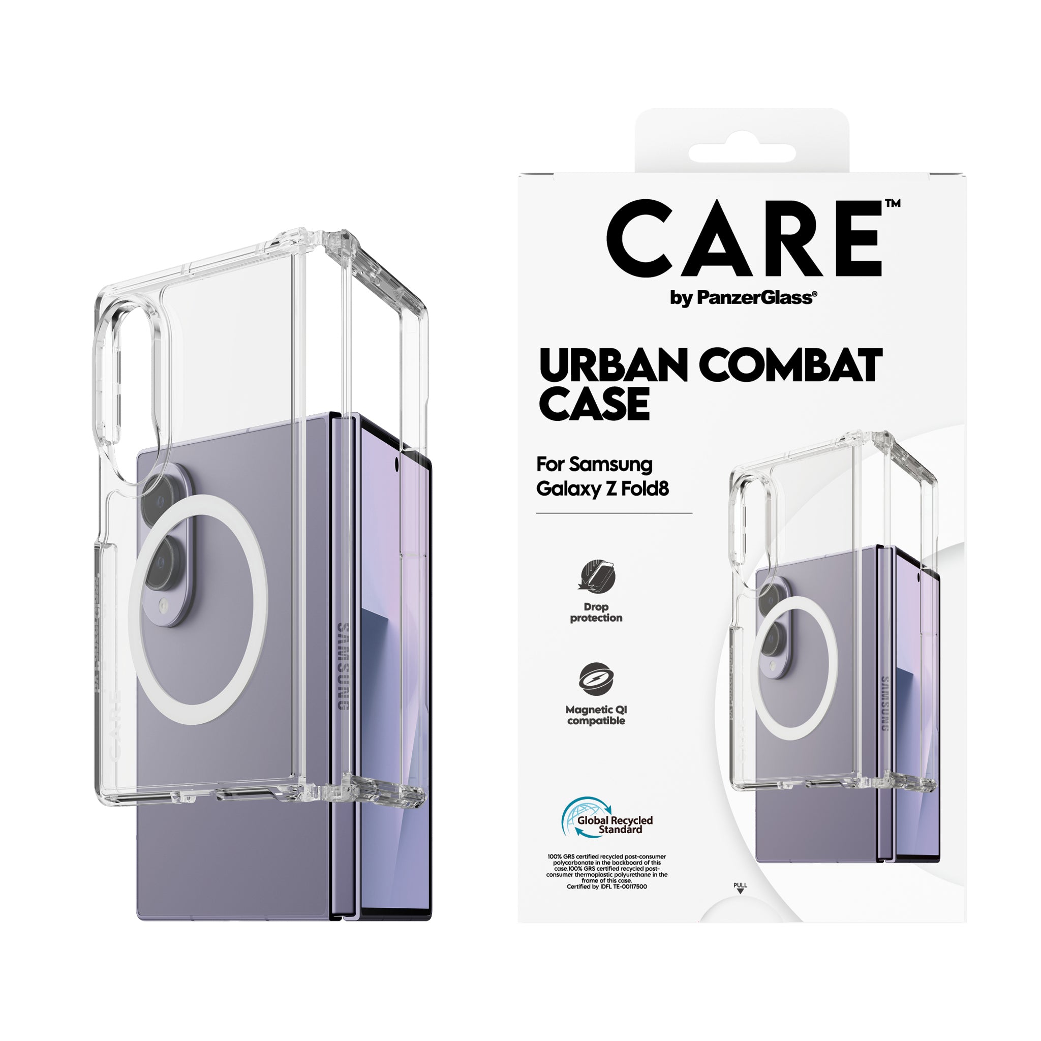 CARE™ by PanzerGlass® Urban Combat Case Transparent w. White Qi Samsung new Fold7
