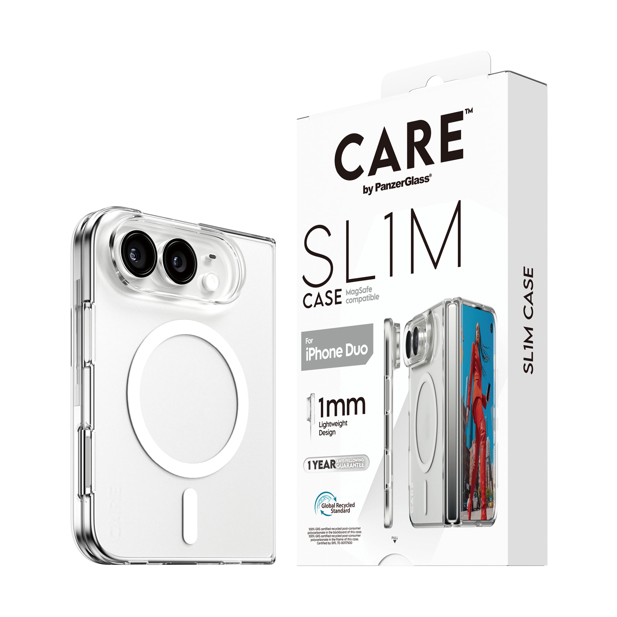 CARE™ by PanzerGlass® SL1M Case Transparent w. White MagSafe iPhone Duo