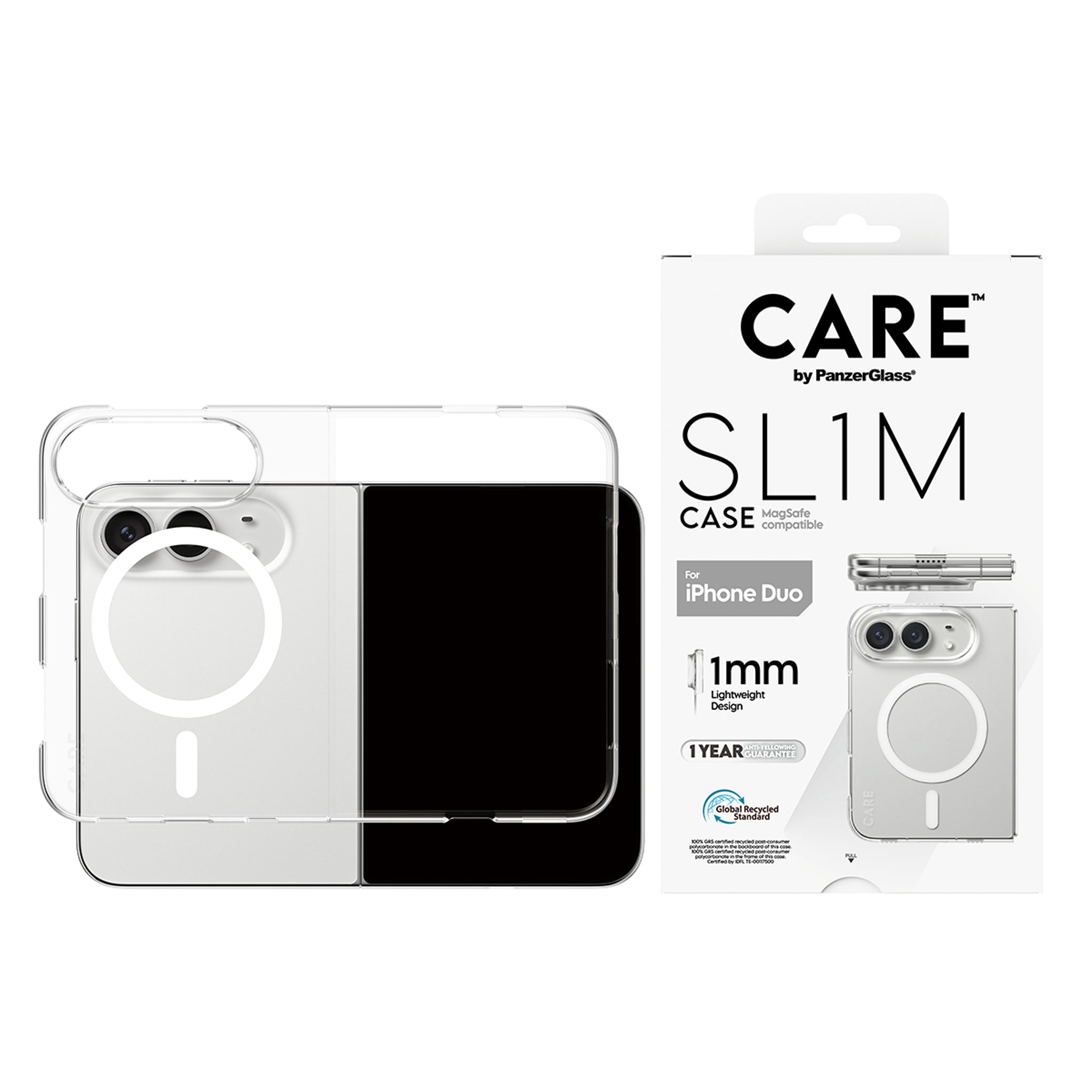 CARE™ by PanzerGlass® SL1M Case Transparent w. White MagSafe iPhone Duo