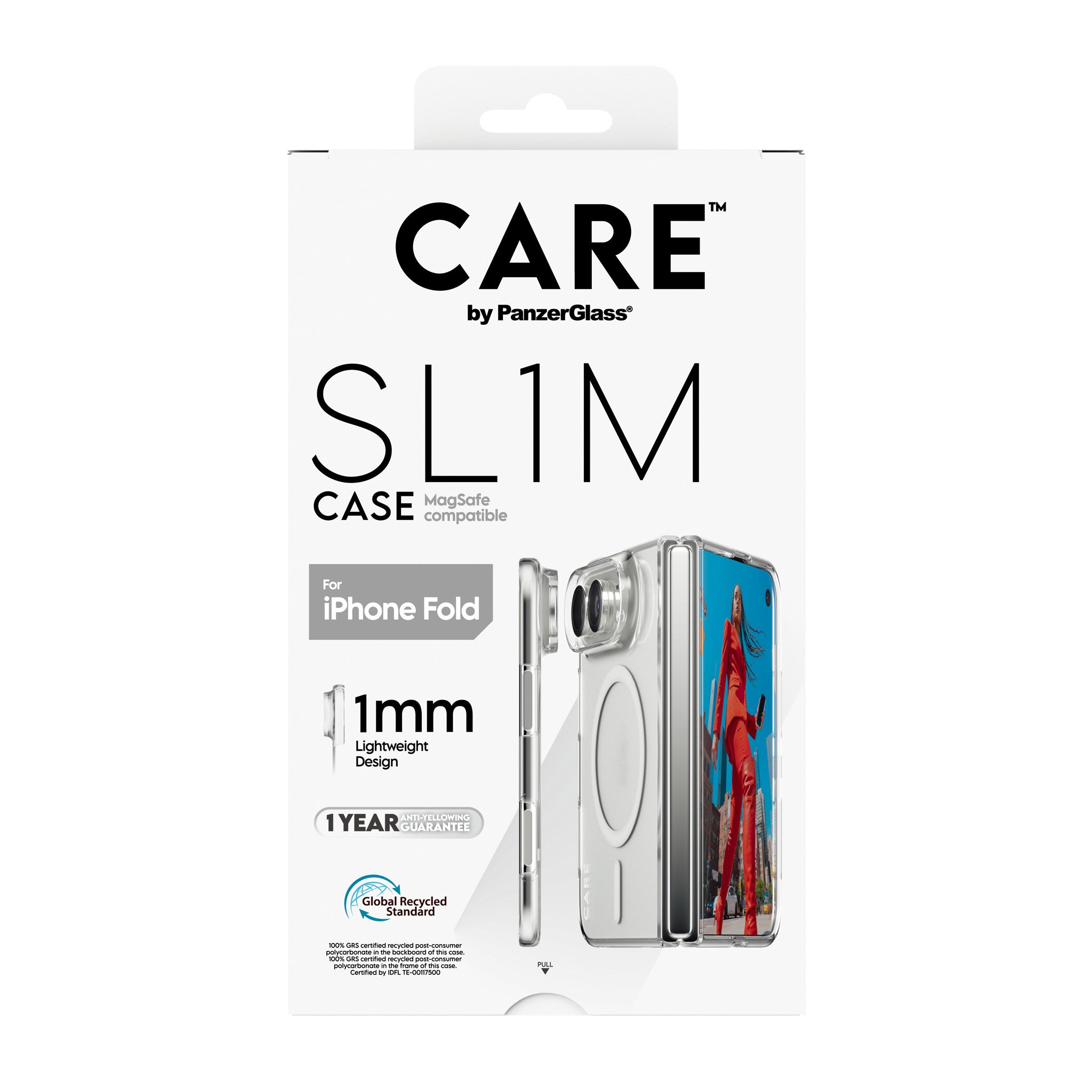 CARE™ by PanzerGlass® SL1M Case Transparent w. White MagSafe iPhone 2026 Fold