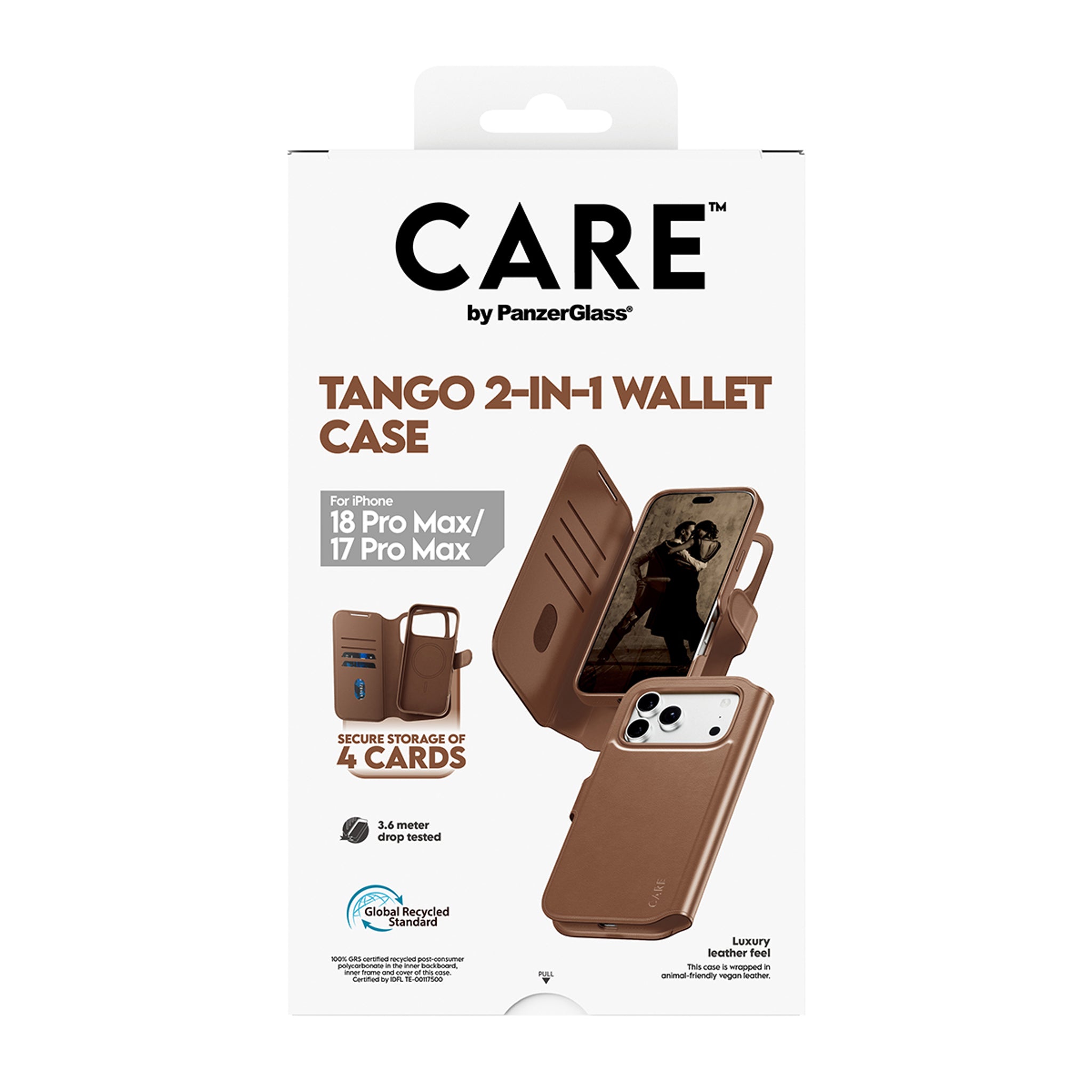 CARE™ by PanzerGlass® Tango 2-in-1 Wallet Case Brown w. MagSafe iPhone 18 Pro Max | 17 Pro Max