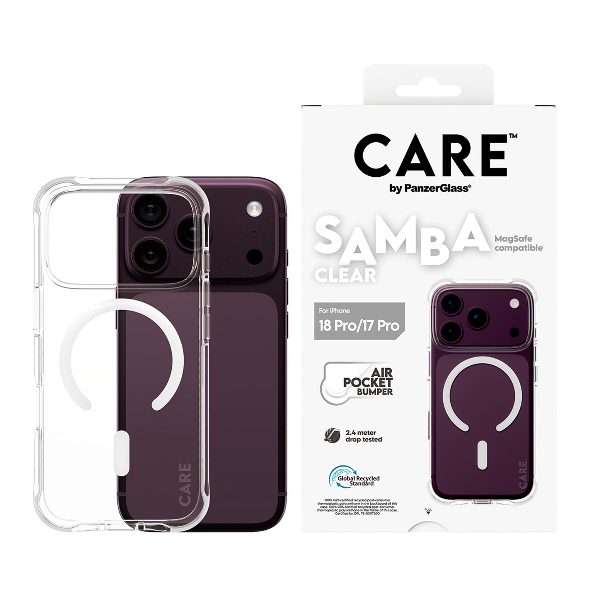 CARE™ by PanzerGlass® Samba Case Transparent w. White MagSafe iPhone 18 Pro | 17 Pro