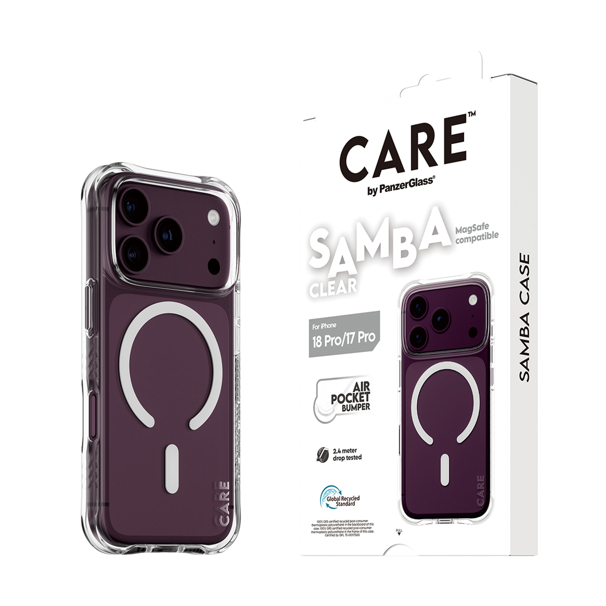 CARE™ by PanzerGlass® Samba Case Transparent w. White MagSafe iPhone 18 Pro | 17 Pro