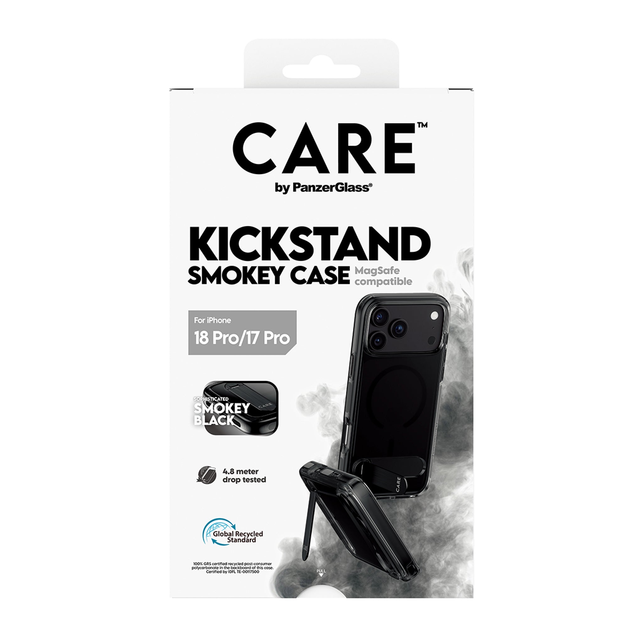 CARE™ by PanzerGlass® Kickstand Case Smokey w. Black MagSafe iPhone 18 Pro | 17 Pro