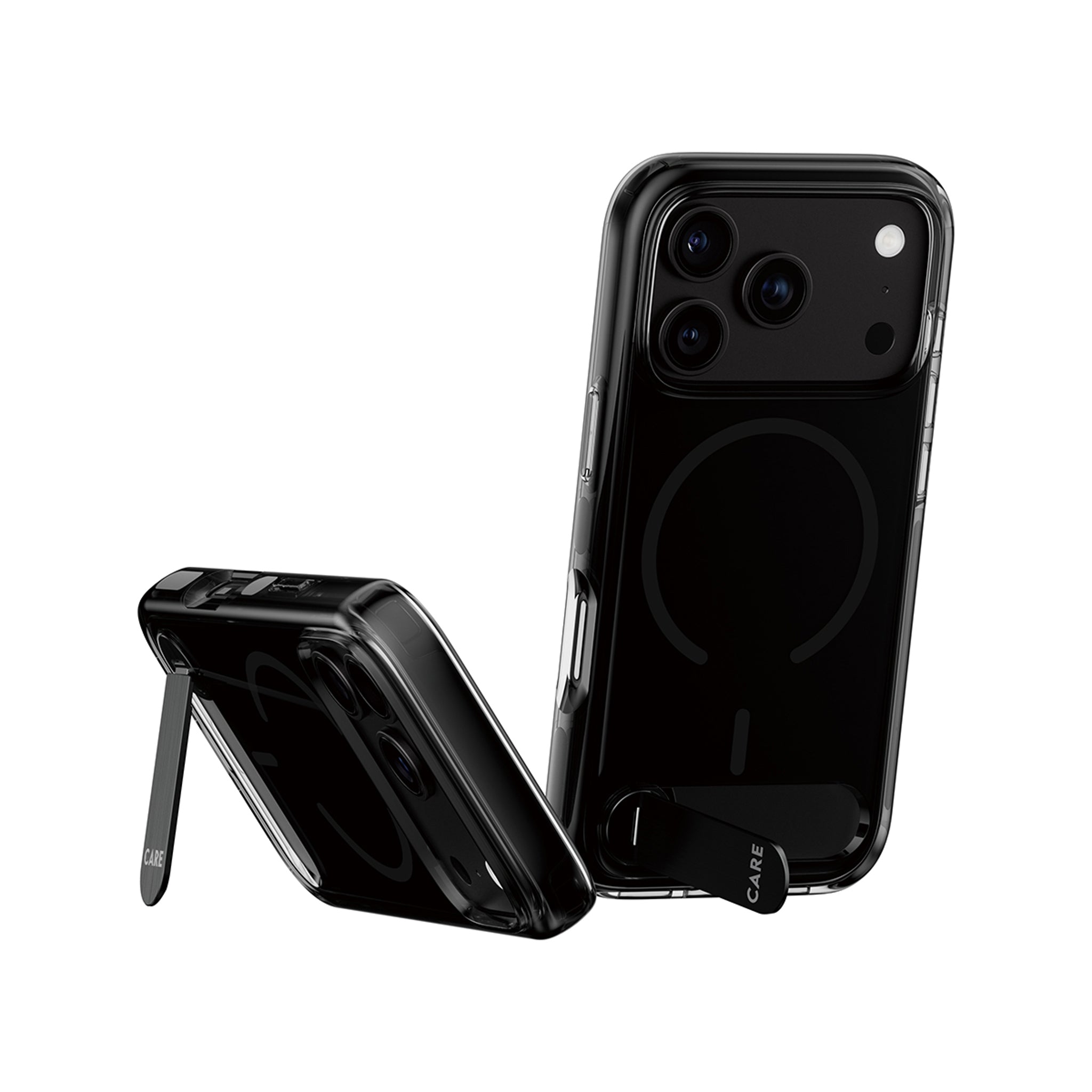 CARE™ by PanzerGlass® Kickstand Case Smokey w. Black MagSafe iPhone 18 Pro | 17 Pro